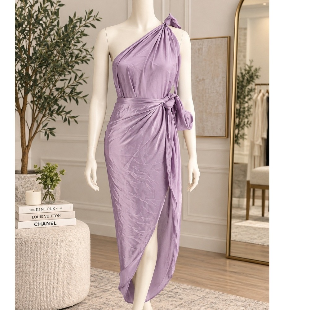 BAOBAB Womens Dress Marea One Shoulder Wrap Lavender Size Large